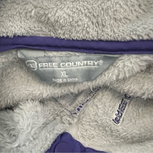 Free Country Women’s XL Gray Purple Butter Pile Fleece Snap Pullover Jacket Warm - Picture 5 of 7